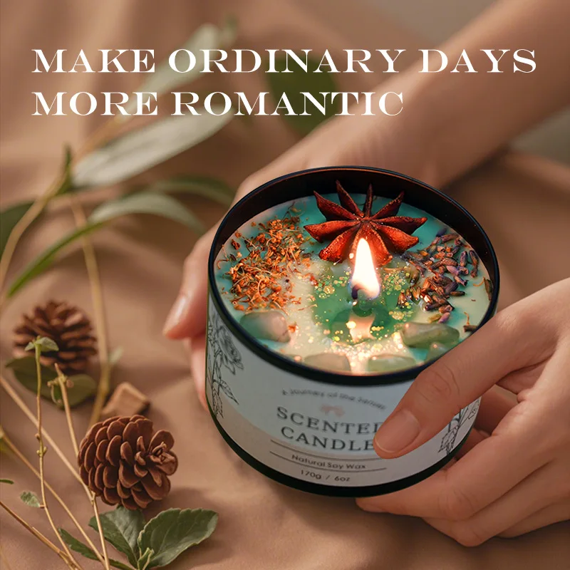 Home Fragrance Scented Candle - Creative Crystal Aromatherapy Candle 6OZ -