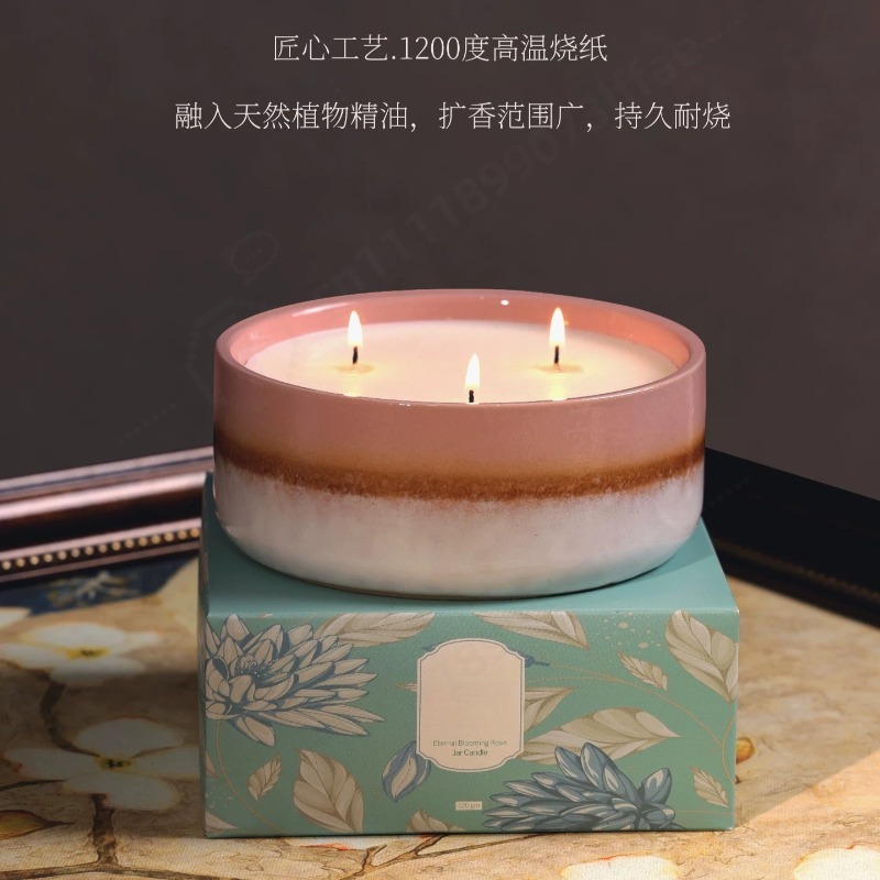 Home Fragrance Scented Candle - Large Ceramic Jar Scented Candle Gift